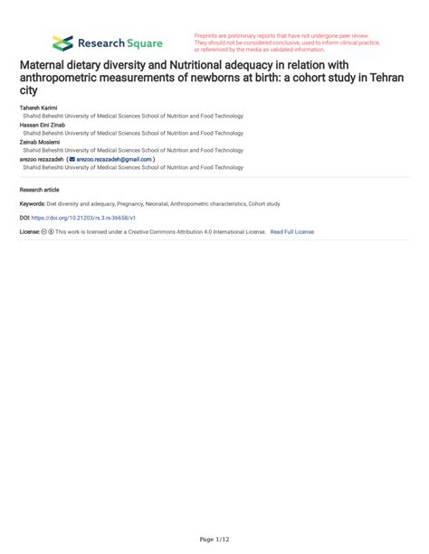 Pdf Maternal Dietary Diversity And Nutritional Adequacy In Relation