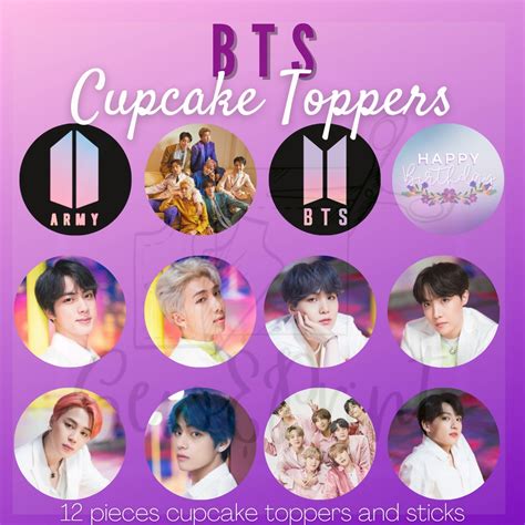 Bts Cupcake Topper Pcs With Sticks Set Shopee Philippines