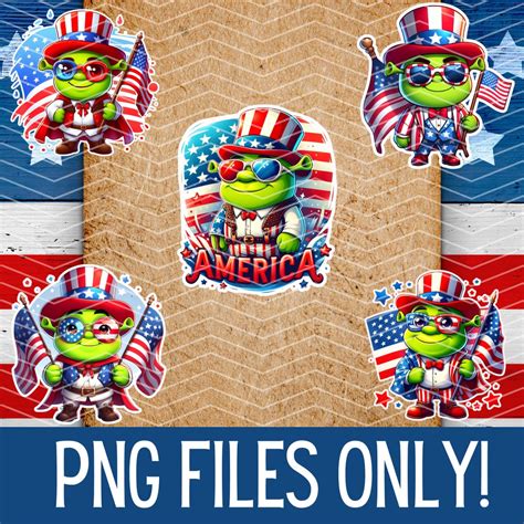 5 Cute Freedom Green Man Png Designs Downloadable Digital File Bundle