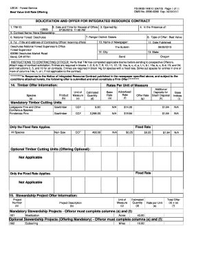 Fillable Online Fs Usda Nova Stewardship Bid Form Usda Forest Service