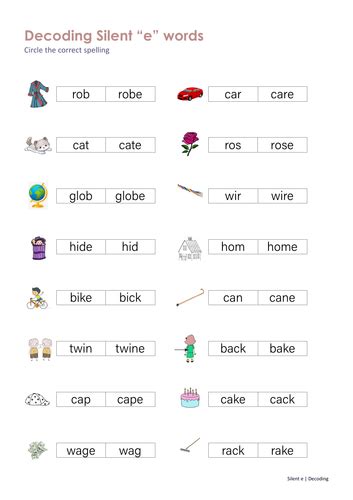 Silent E Worksheets Read And Write Teaching Resources