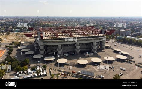 Aerial view of the Stadio Giuseppe Meazza, commonly known as the San ...