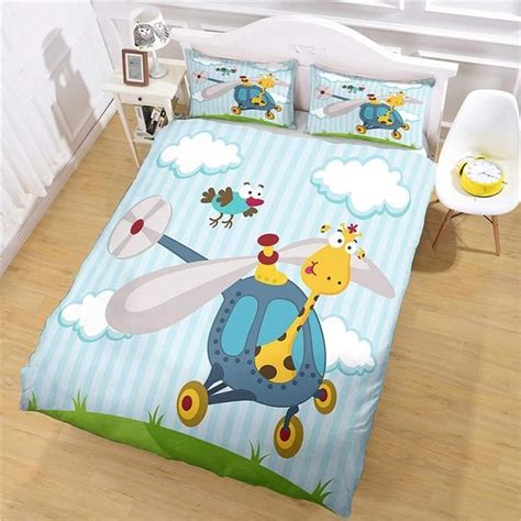 Housse De Couette Bebe Avion De Girafe De Dessin Anim Motif Parure De