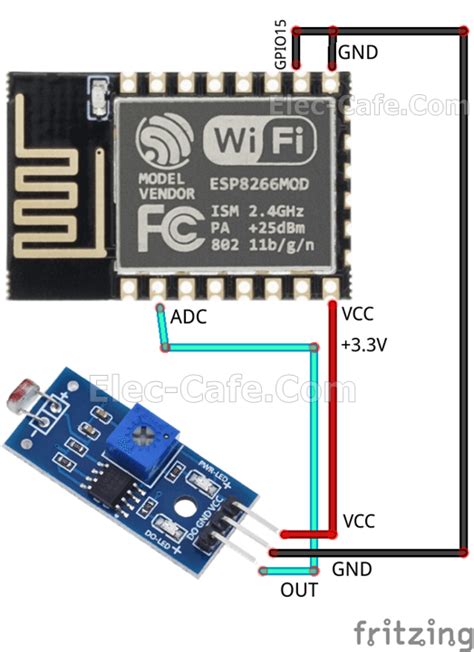 ESP8266 ESP 12E LDR Light Sensor ELEC CAFE