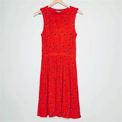 Anthropologie Leifnotes Skipper Ships Red Dress Size Depop