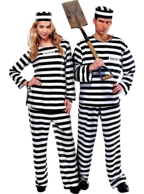 Lawless Lady And Jailbird Convict Prisoner Couples Costumes Party