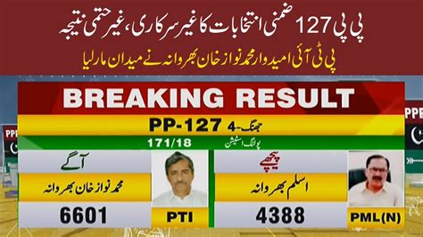 Big News PTI Candidate Nawaz Bharwana Leading In PP 127 Jhang YouTube