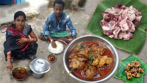 MUTTON CURRY Cooking Eating Village Style Easy Mutton Curry Recipe