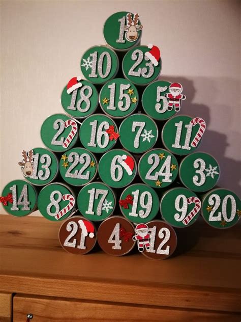 Advent Calendar Christmas Tree From A Toilet Paper Or Paper Towel Roll