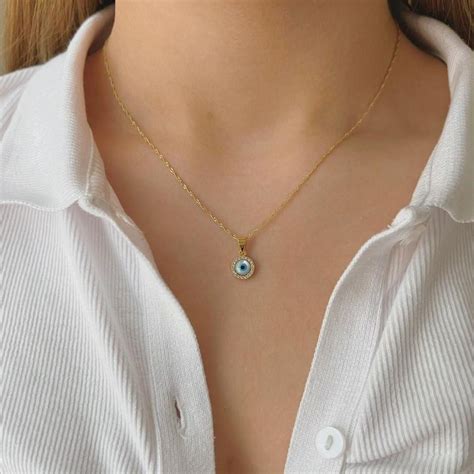 Gold Necklaces Gold Jewelry Evil Eye Necklace Chain Necklace 14k