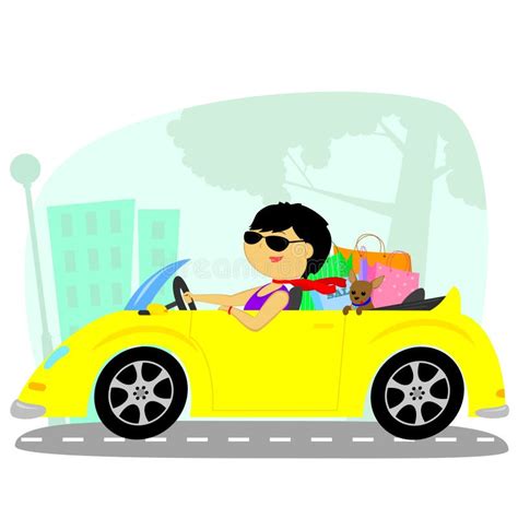 Woman Driving Yellow Car Stock Vector Illustration Of Cartoon 31675505