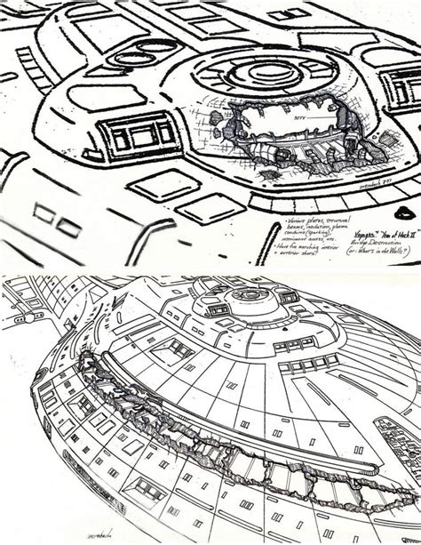 Image - USS Voyager damage design by Rick Sternbach.jpg | Memory Alpha ...