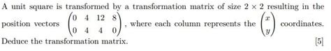 Solved A Unit Square Is Transformed By A Transformation Chegg