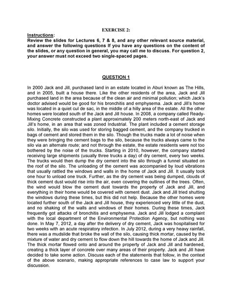 Exercise 2 Law Of Torts Exercise 2 Instructions Review The Slides