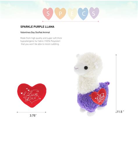 I Love You Valentines Sparkle Purple Llama Plush Cota Global