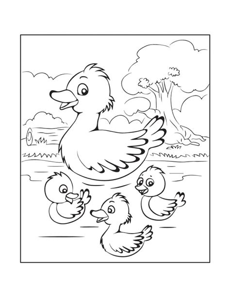 Duck And Duckling Coloring Pages