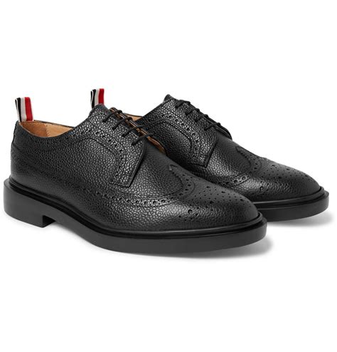 Thom Browne Pebble Grain Leather Longwing Brogues In Black For Men