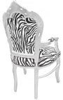 Fauteuil De Style Baroque Rococo Tissu Zebre Et Bois Argent