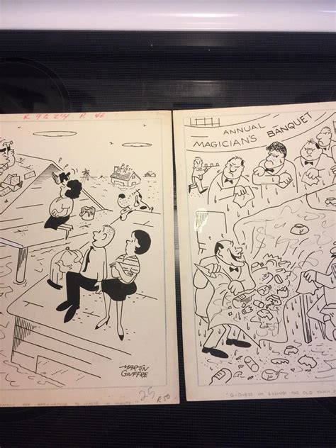 Martin Giuffre Original Cartoon Art Joker Gag Humorama Rare Lot Of 2