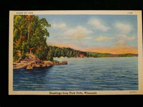 Vintage Lithograph Postcard From Early 1900s Greetings From Park Falls