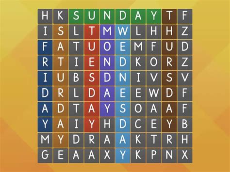 Days Of The Week Wordsearch