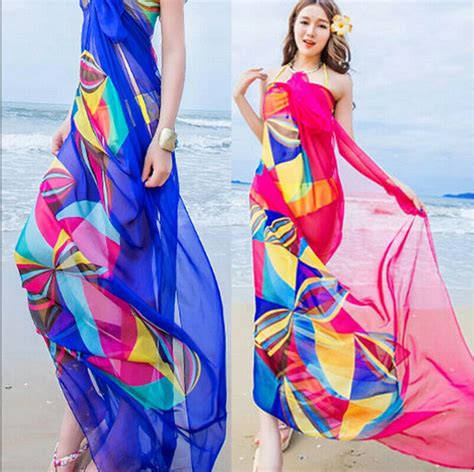 Women Cover Ups Hot Sale Flower Print Women Sexy Chiffon Bikini Cover