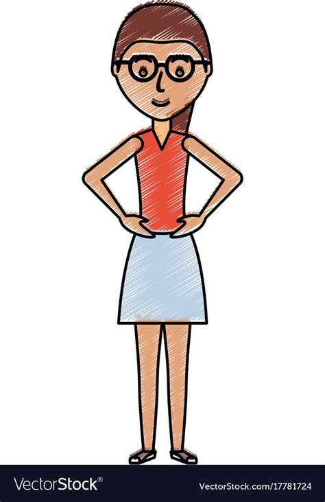 Cartoon Woman Standing Icon Royalty Free Vector Image