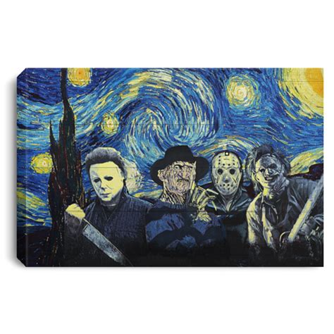 Horror Movie Wall Art Starry Night Horror Halloween Movies Characters