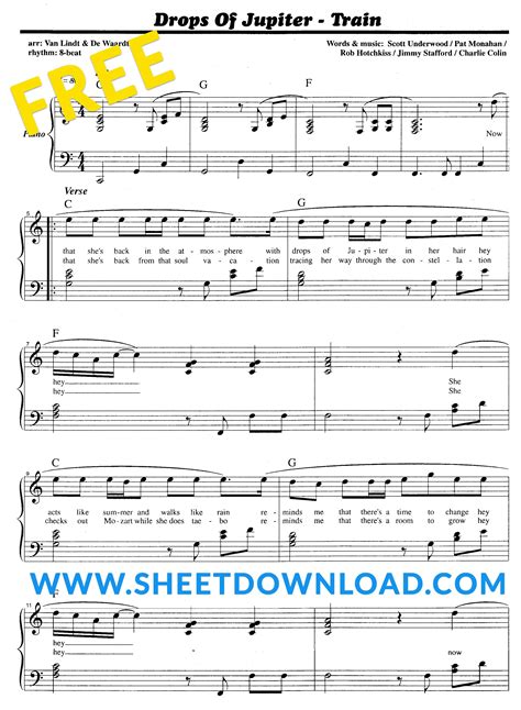 Drops Of Jupiter Sheet Music Printable Templates Free