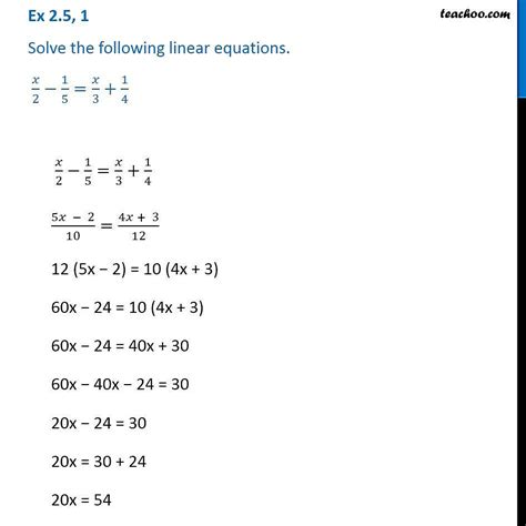 Ex 2 5 1 Solve X 2 1 5 X 3 1 4 Chapter 2 Class 8