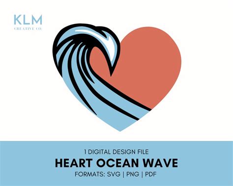 Heart Ocean Wave Svg Ocean Wave Clipart Love Ocean Svg Etsy