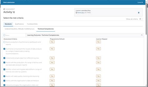 learning plan activities learner mapping assessment criteria bud