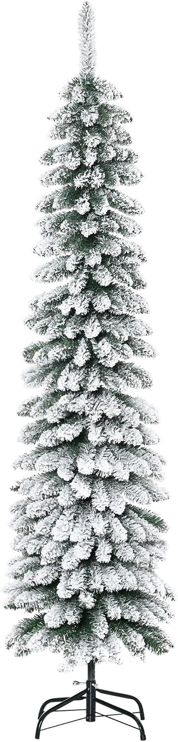 Amazon HOMCOM 6 Tall Unlit Snow Flocked Artificial Christmas Tree