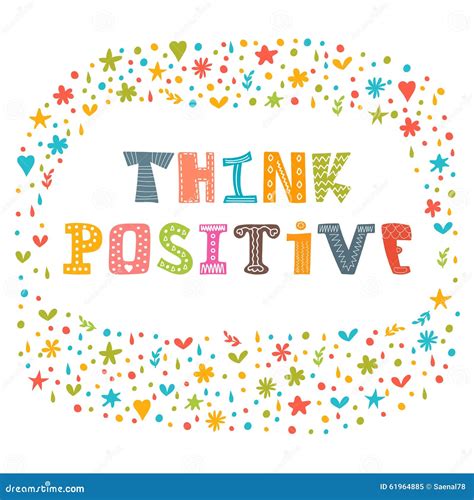 Think Positive Motivational Slogan Inspirational Quote Stock Vector