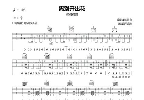 离别开出花吉他谱柯柯柯啊c调弹唱94专辑版 吉他世界