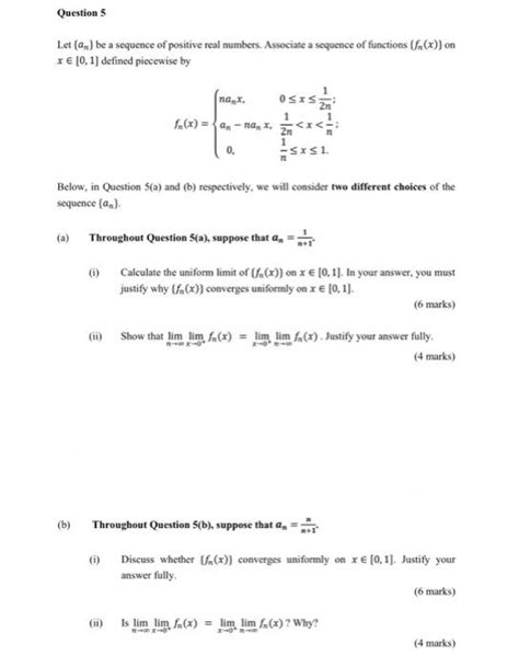 Solved Let An Be A Sequence Of Positive Real Numbers Chegg