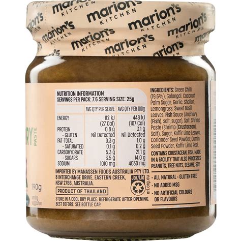 Marion S Kitchen Green Curry Paste G Woolworths