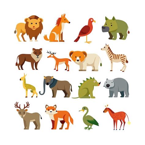 Animal and Wildlife Icon Set Vector Illustration | Premium AI-generated ...