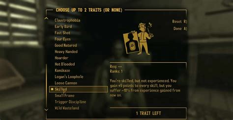 Fallout New Vegas Traits Guide Wasteland Gamers