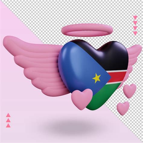 Premium Psd D Valentine Love South Sudan Flag Rendering Left View