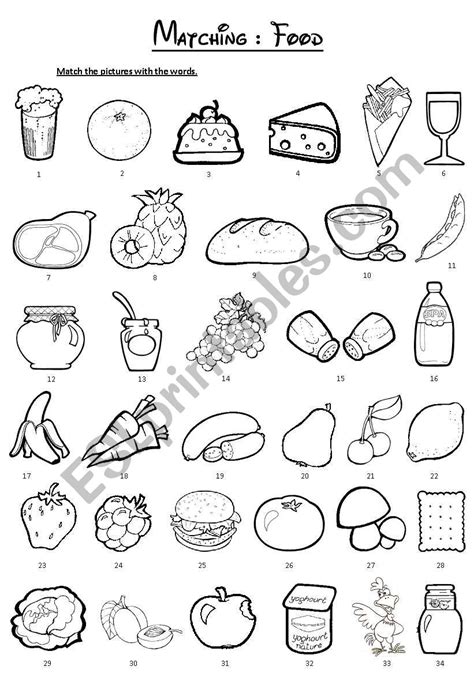 Matching Food Esl Worksheet By Ashleymarykate