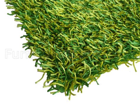 Modern Green & Yellow Shaggy Rug