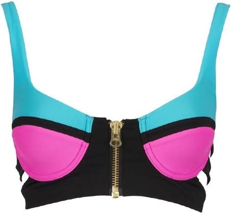 Beach Bunny Swimwear Endless Summer Color Block Push Up Bikini Top Hot Pink Blue Large At