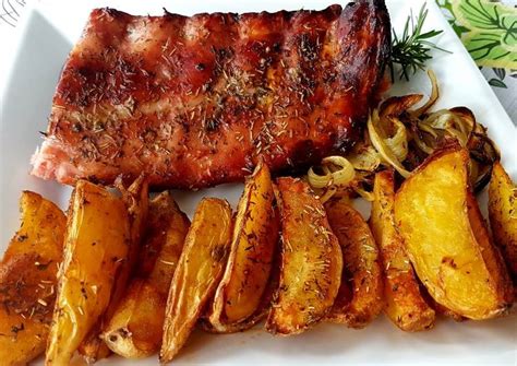 Costilla A Las Finas Hierbas Con Patatas Gajo Al Horno Receta De Mari C