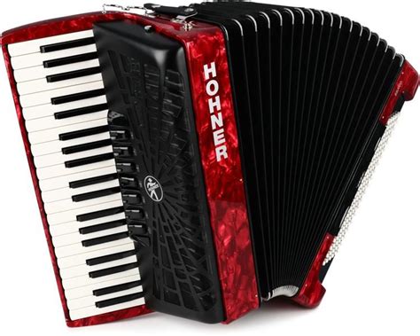 Hohner Bravo III 120 Chromatic Piano Key Accordion Pearl Red Sweetwater