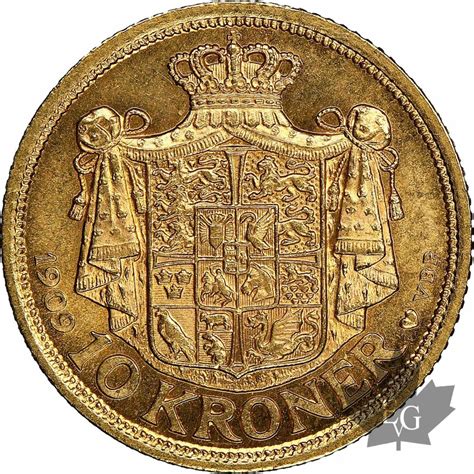 Coins Danemark 1909 10 Kroner Frederik Viii Ngc Ms 64