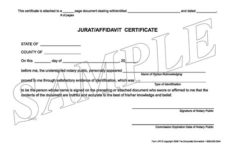 Notary Jurat Pre Typed Certificate Pads