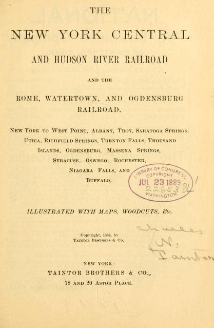 The New York Central And Hudson River Railroad And The Rome Watertown