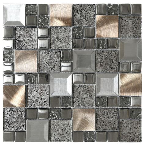 Glass Metal Mix Mosaic Backsplash Tile Contemporary Mosaic Tile By Backsplash Houzz