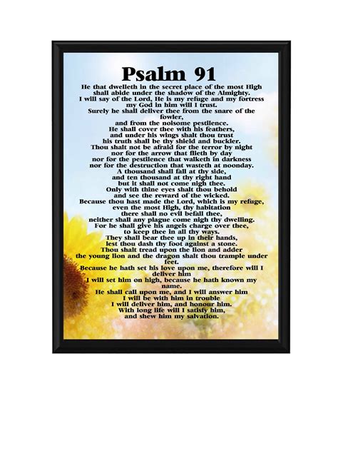 91st Psalm. KJV DIGITAL DOWNLOAD Prayer for God's Protection. Large